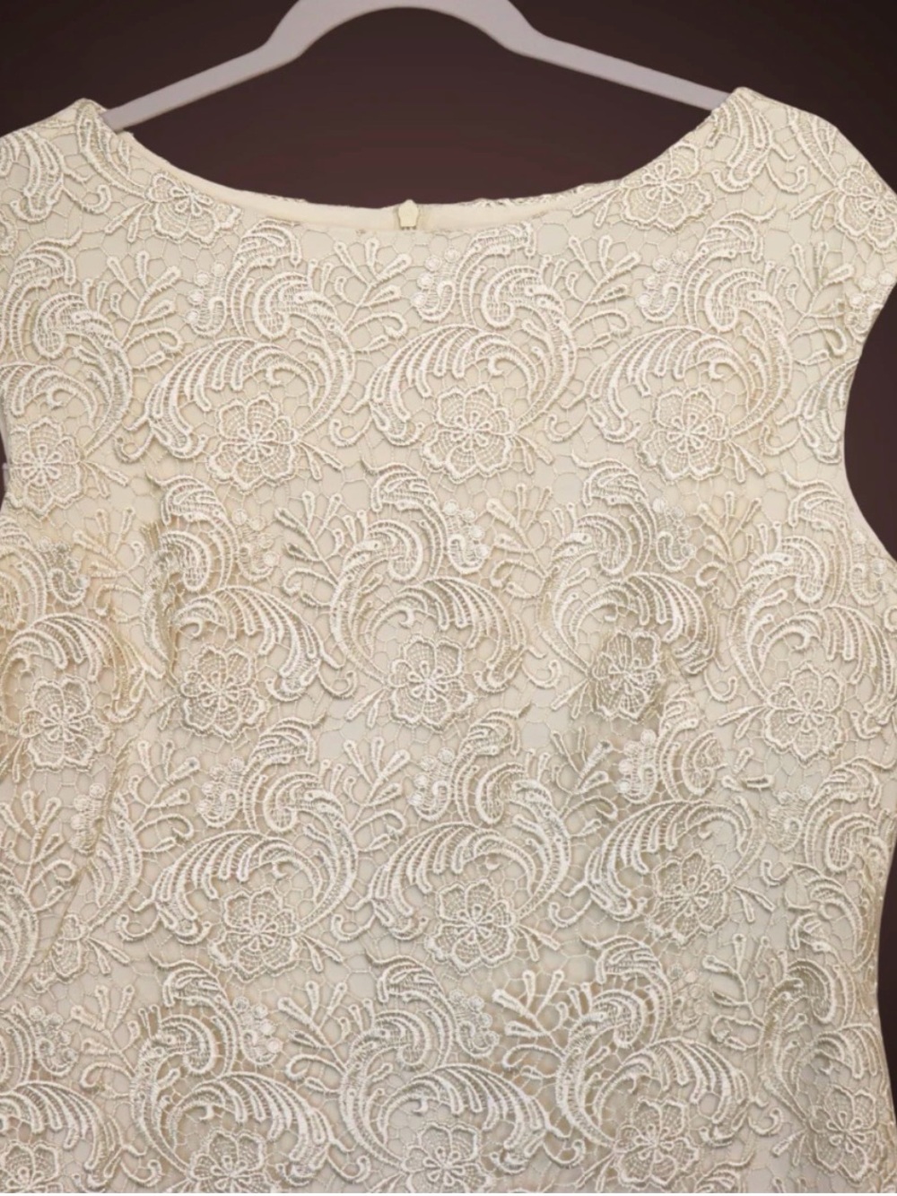 Ralph Lauren Lauren, Woman's Cream Sleeveless Lace Dress, Size 14 - Picture 7 of 7